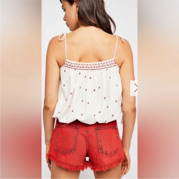 Free People Sun Break Red Denim Shorts 24 - Picture 3 of 14